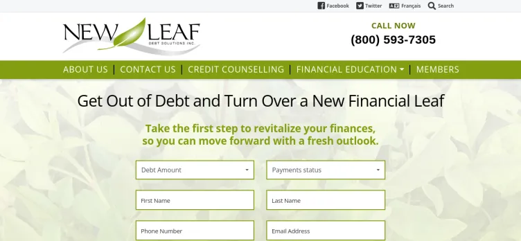 Screenshot New Leaf Debt Solutions