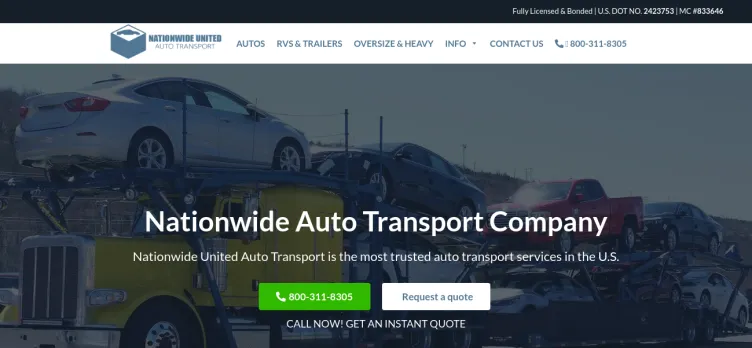 Screenshot Nationwide United Auto Transport