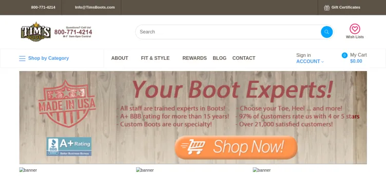 Screenshot Timsboots.com