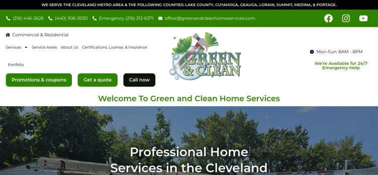 Screenshot Green & Clean Homes Services, USA