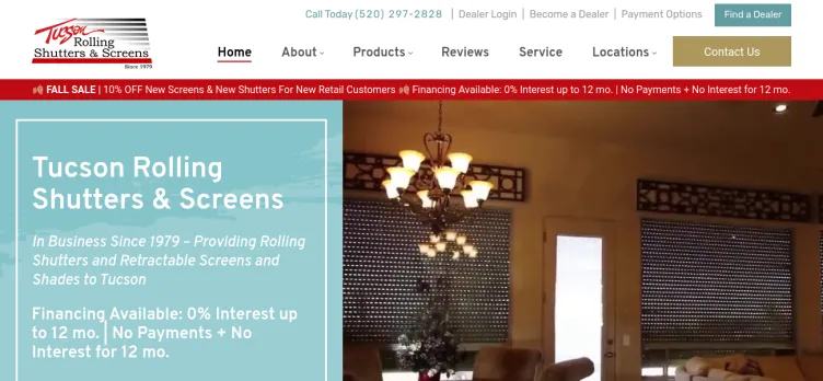 Screenshot Tucson Rolling Shutters & Screens