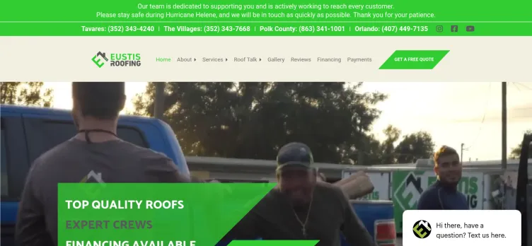 Screenshot Eustis Roofing Company