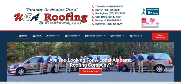 Screenshot USA Roofing & Gutters