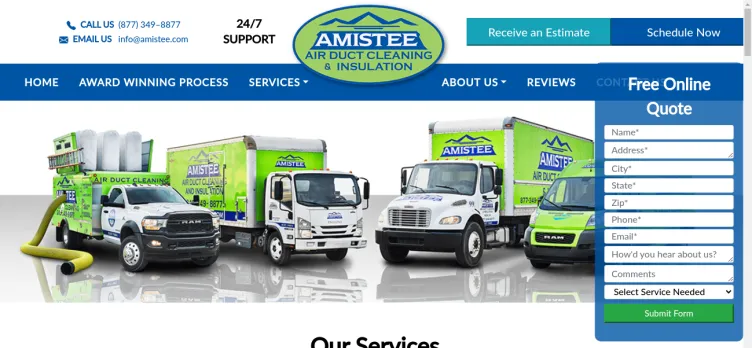 Screenshot Amistee Air Duct Cleaning