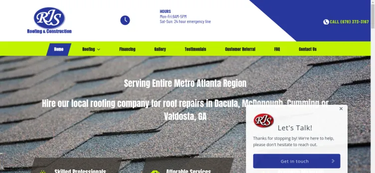 Screenshot RJS Roofing & Construction