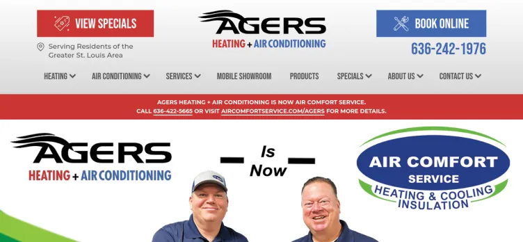 Screenshot Agers Heating & Air Conditioning