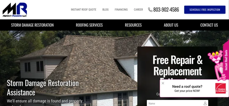 Screenshot Merritt Roofing