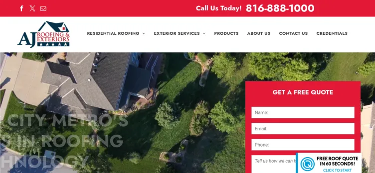 Screenshot AJ Roofing & Exteriors