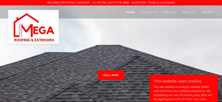 Screenshot Mega Roofing and Exteriors