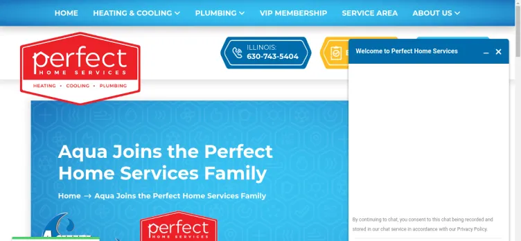 Screenshot Aqua Plumbing, Heating & Cooling Services