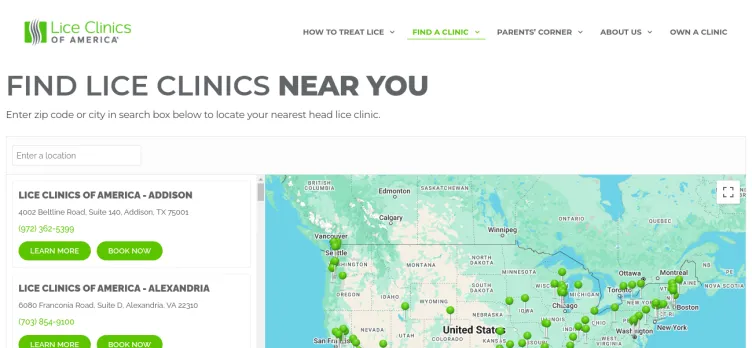 Screenshot Lice Clinics of America