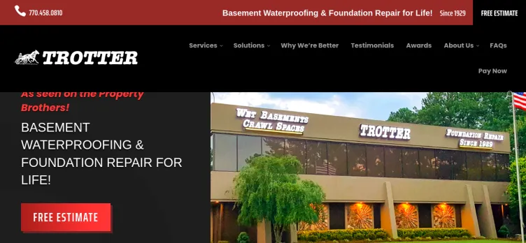 Screenshot Trotter Waterproofing & Foundation Repair Experts