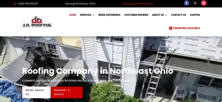 Screenshot JD Roofing and Exteriors