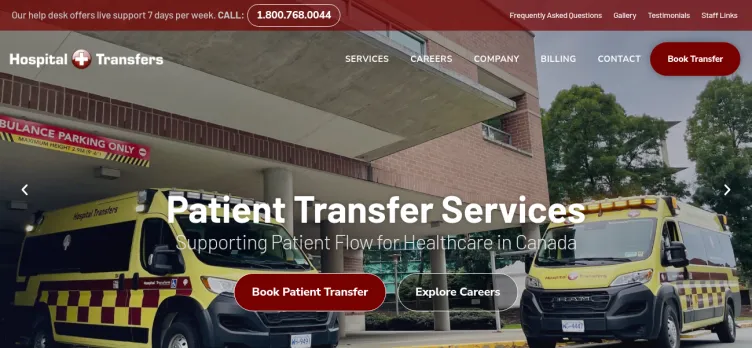 Screenshot Hospital Transfers - SN Transport