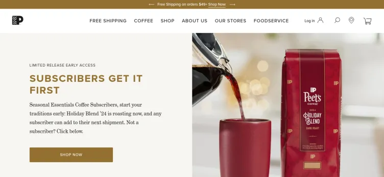 Screenshot Peet's Coffee