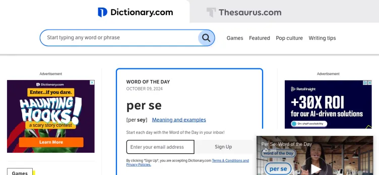 Screenshot Dictionary.com