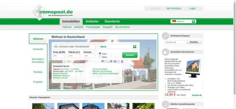 Screenshot VR Immobilien