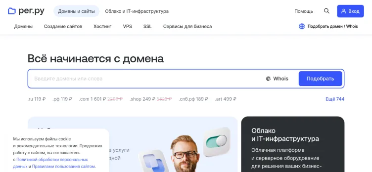 Screenshot REG.RU