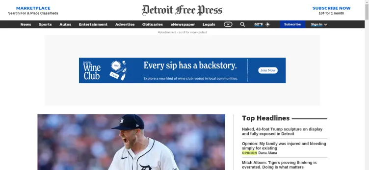 Screenshot Detroit Free Press