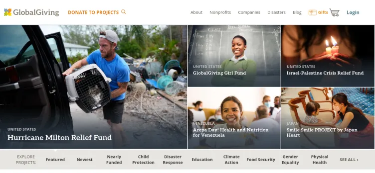 Screenshot GlobalGiving