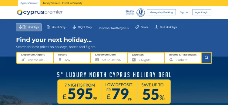 Screenshot Cyprus Premier Holidays