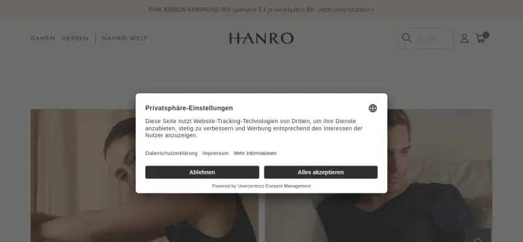 Screenshot Hanro.com