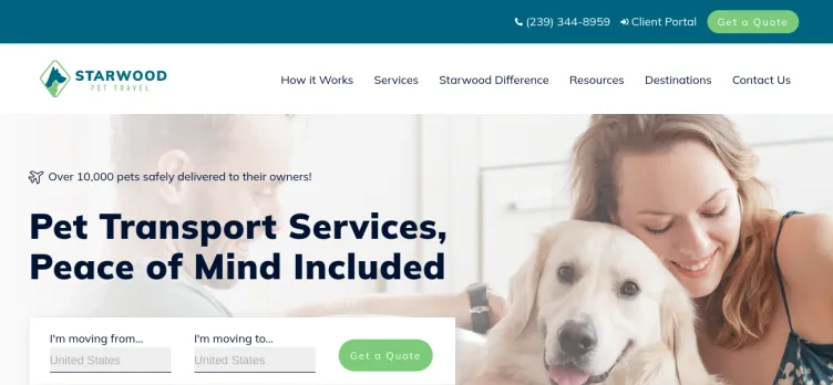 Screenshot StarwoodPet.com