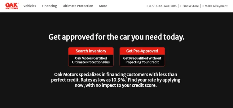 Screenshot OakMotors.com