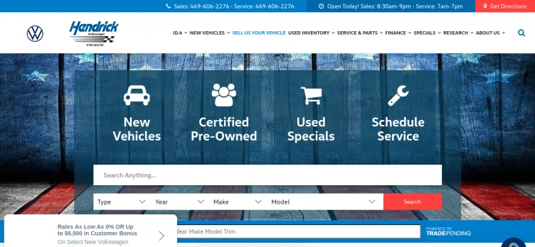 Screenshot HendrickVWFrisco.com