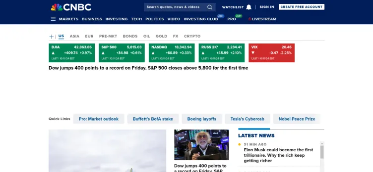 Screenshot CNBC