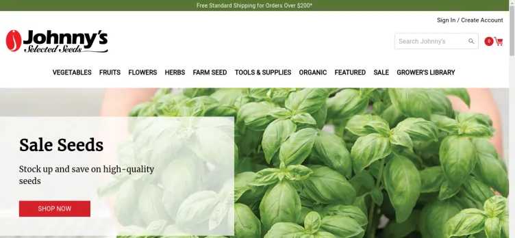 Screenshot JohnnySeeds.com