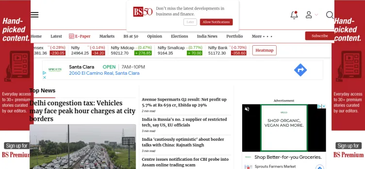 Screenshot Business Standard