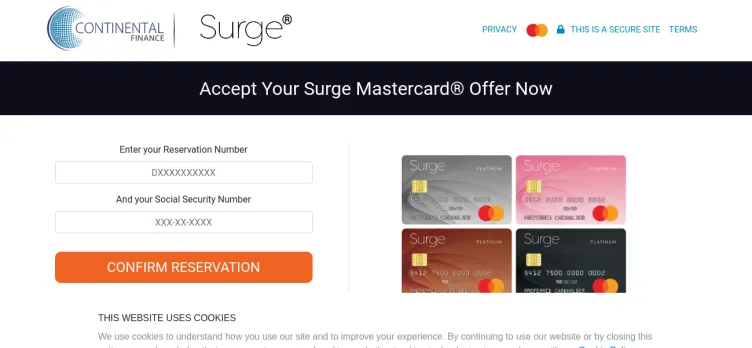 Screenshot YourSurgeCard.com