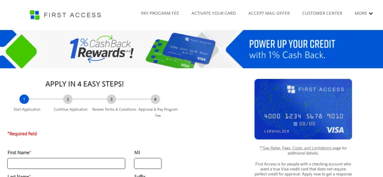 Screenshot First Access Card