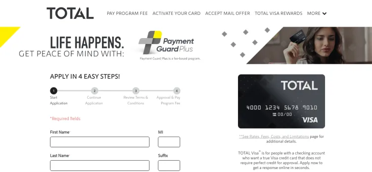 Screenshot Total Card Visa