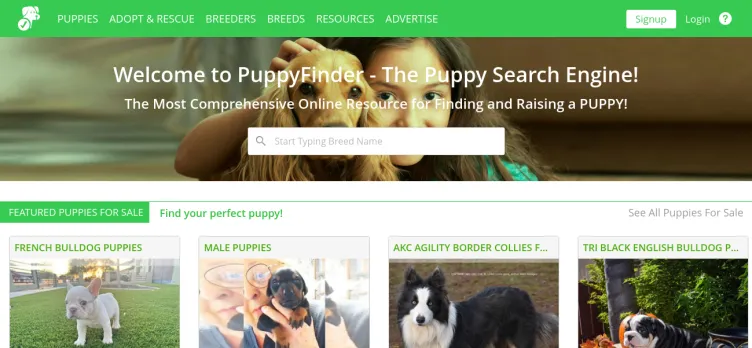 Screenshot PuppyFinder.com