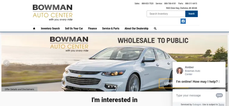 Screenshot Bowman Auto Center