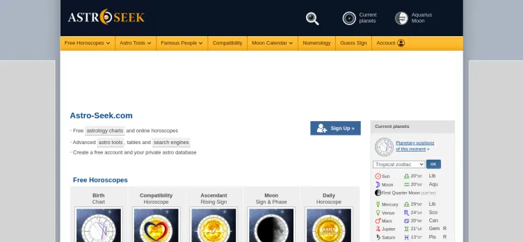 Screenshot Astro-Seek.com