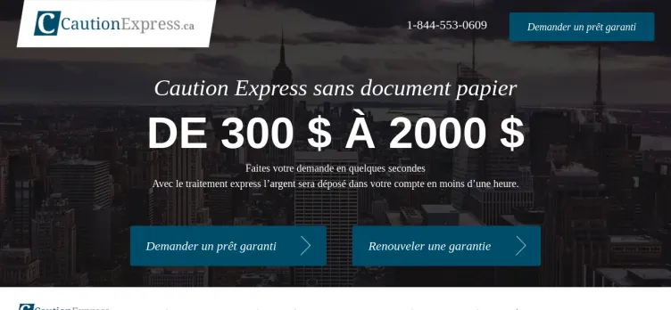 Screenshot CautionExpress.ca