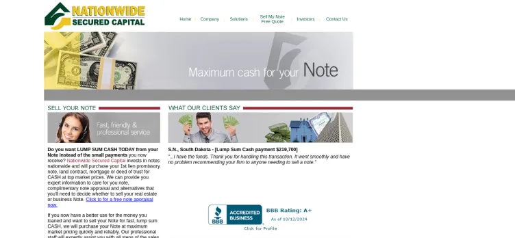 Screenshot NationwideSecuredCapital.com