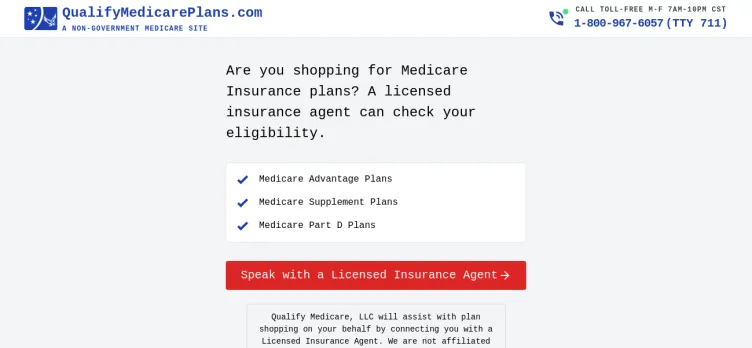 Screenshot QualifyMedicarePlans.com