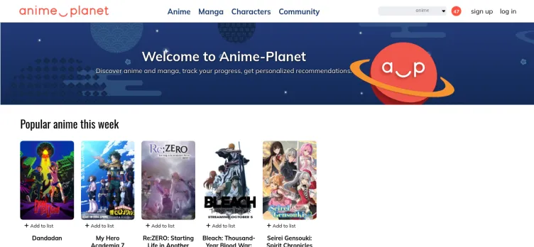 Screenshot Anime-Planet