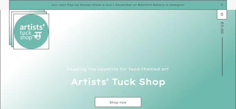 Screenshot ArtistsTuckShop.co.uk