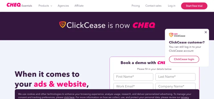 Screenshot ClickCease.com