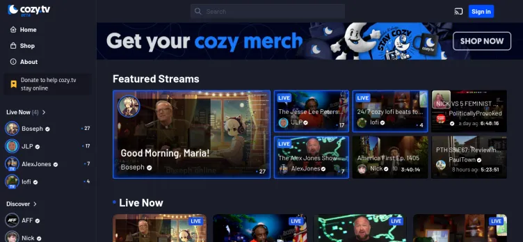 Screenshot Cozy.tv