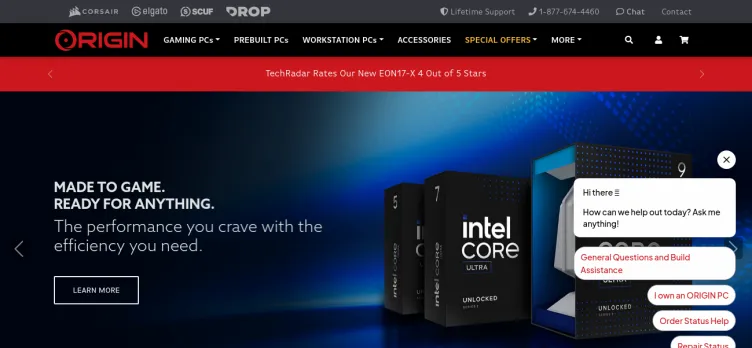 Screenshot OriginPC.com