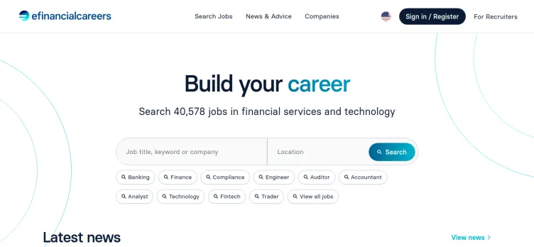 Screenshot eFinancialCareers