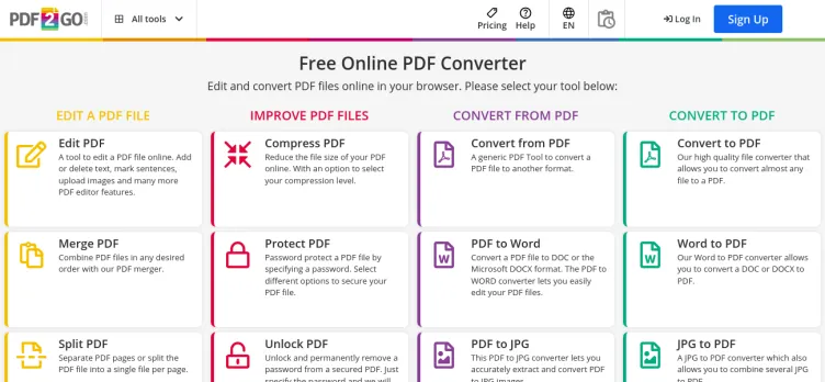 Screenshot PDF2Go