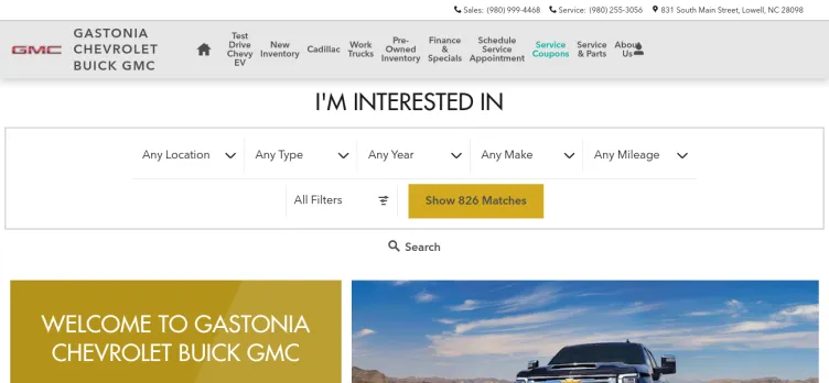 Screenshot Gastonia Chevrolet Buick GMC