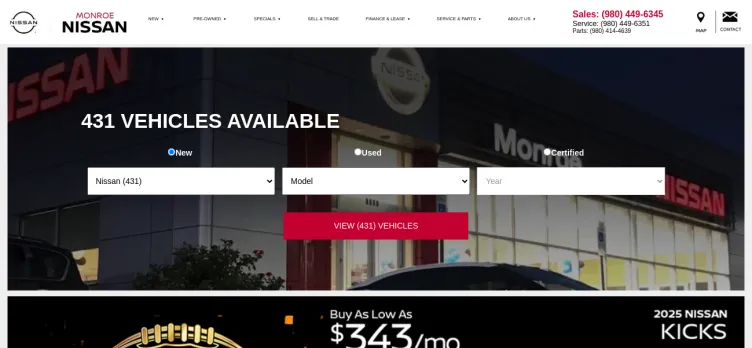 Screenshot Monroe Nissan